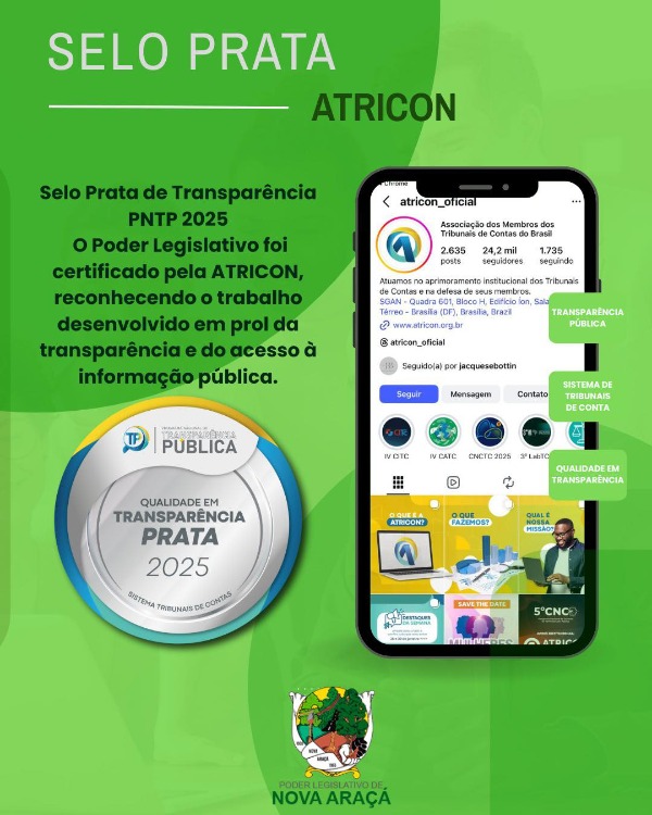 Poder Legislativo recebe o Selo Prata de Transparência